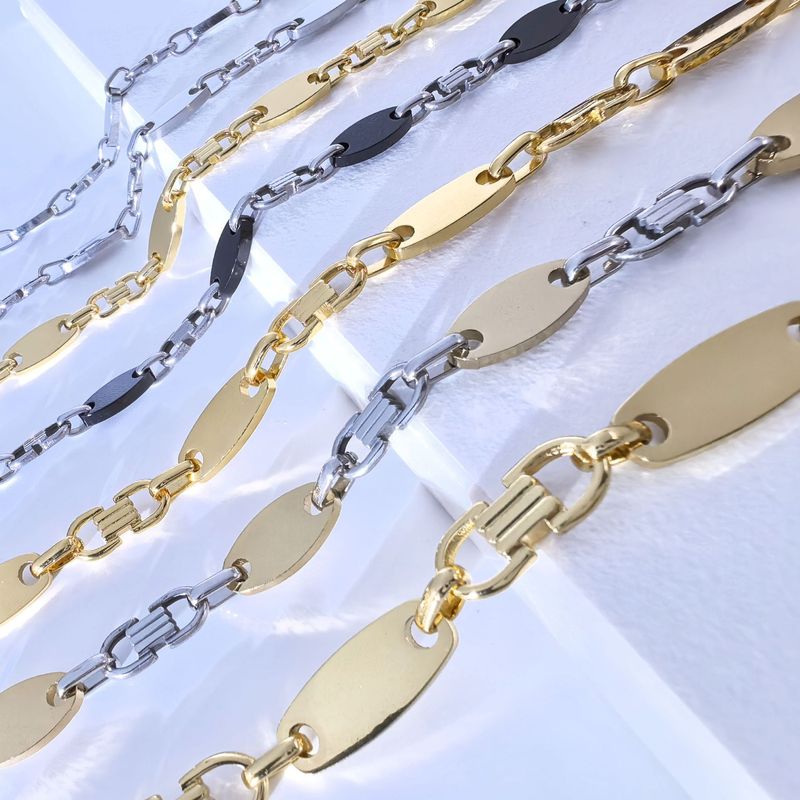 Men's Jewelry Handmade Chain Fashionable And Atmospheric Necklace Emperor Chain Smooth Stainless Steel Return Flat Link Chain Set_voghion.com