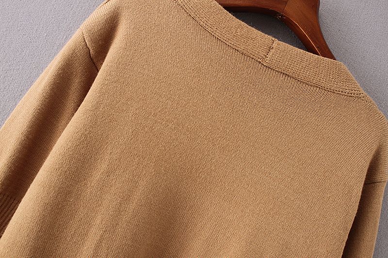 Damenbekleidung Herbst- und Winter-Strickpullover mit Doppeltaschen, mittellanger und langer Strickjackenpullover für Damen_voghion.com