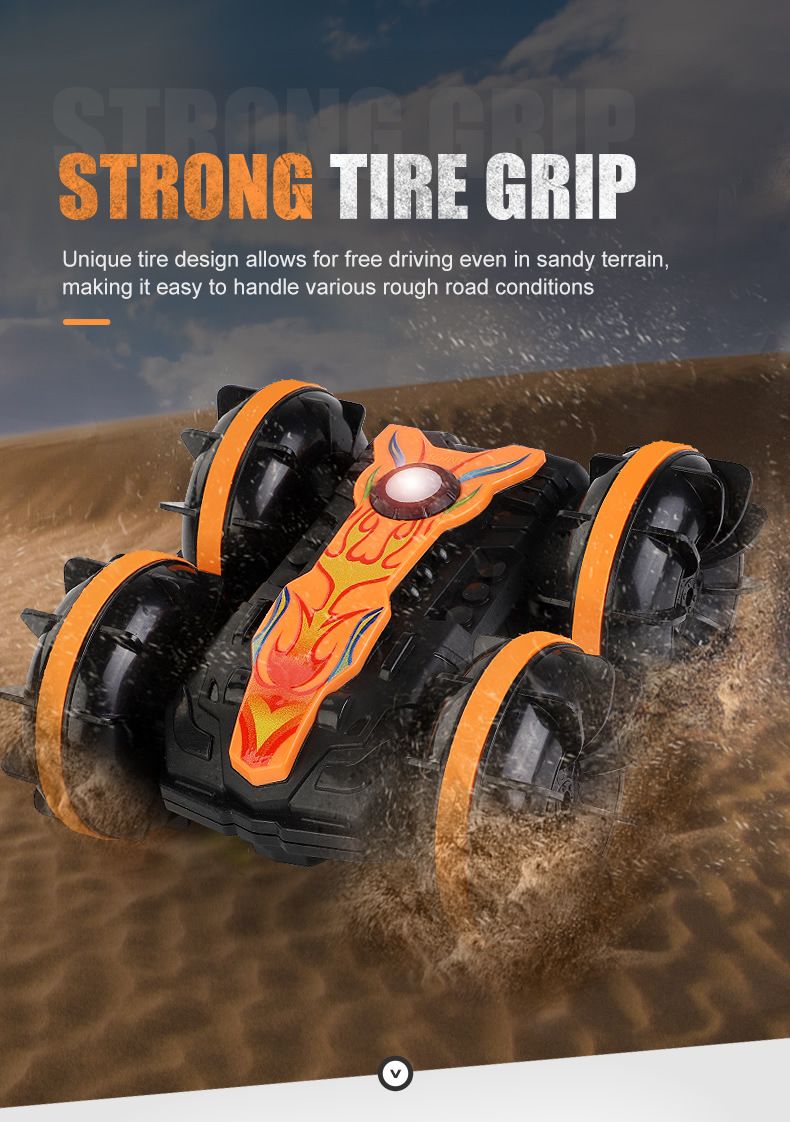 New double-sided rolling and rotating remote-controlled stunt amphibious beach toy_voghion.com