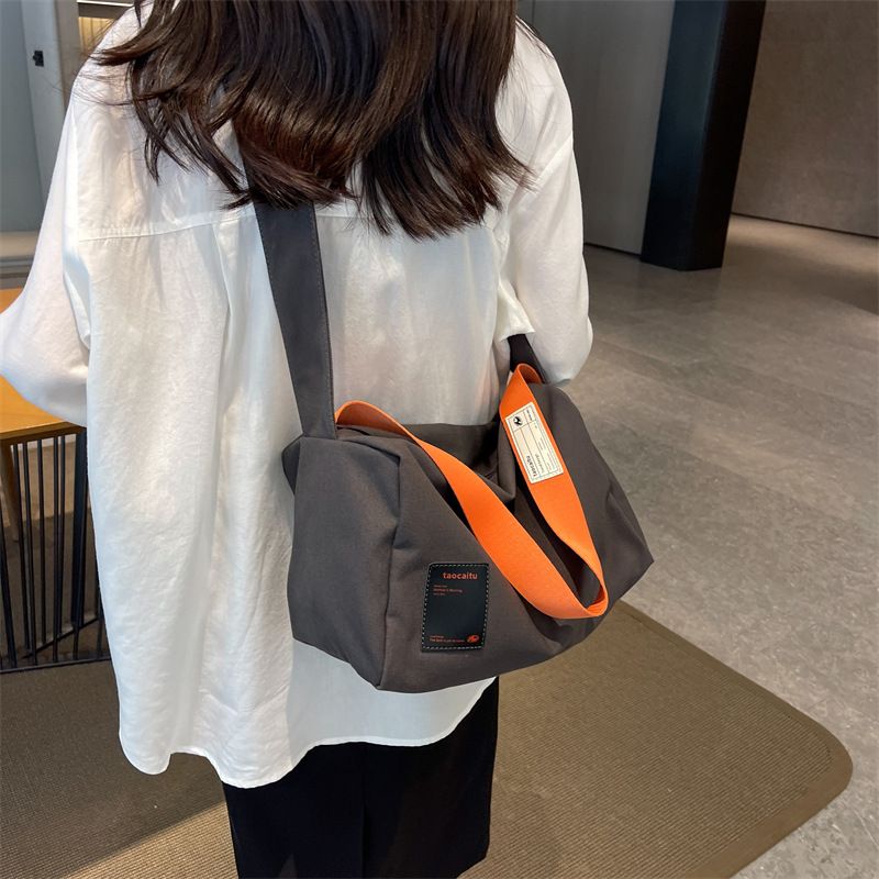 Grande capacidade nova bolsa de lona minimalista classe estudante bolsa diagonal de ombro único, bolsa de travesseiro feminina_voghion.com