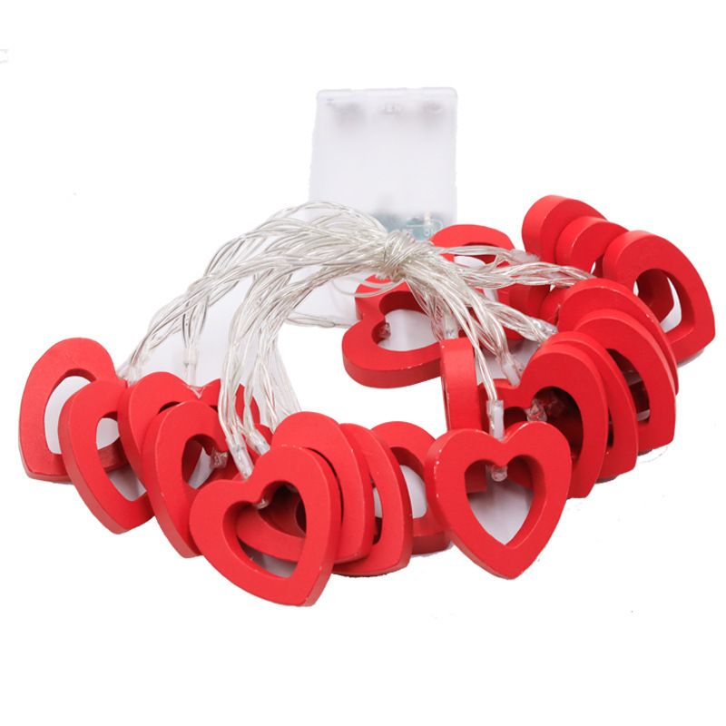 LED Wooden Heart Valentine's Day Wedding Decoration Atmosphere Christmas String Lights In Stock_voghion.com