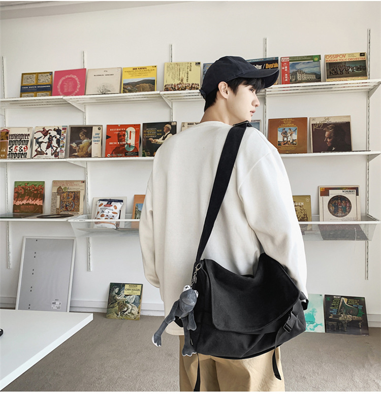 Plátěná crossbody taška s velkou kapacitou, jednoduchá taška přes rameno, ležérní studentská taška, batoh pro muže, taška přes rameno_voghion.com