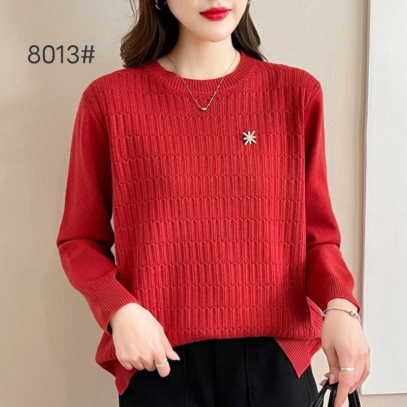 【 Cashmere Family】 Maglione corto in lana con cappuccio e scollo rotondo per donne di mezza età, mamma, interno lavorato a maglia larga_voghion.com