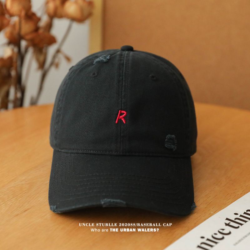 R Embroidered Baseball Cap For Women & Men - Wide Brim Sun Hat With Soft Top, UV Protection & Adjustable Strap_voghion.com