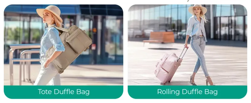 BAGSMART Rolling Duffle With Wheels Waterproof Womens High-Quality Boston Bag Carry-On Suitcase For Travel Essentials_voghion.com