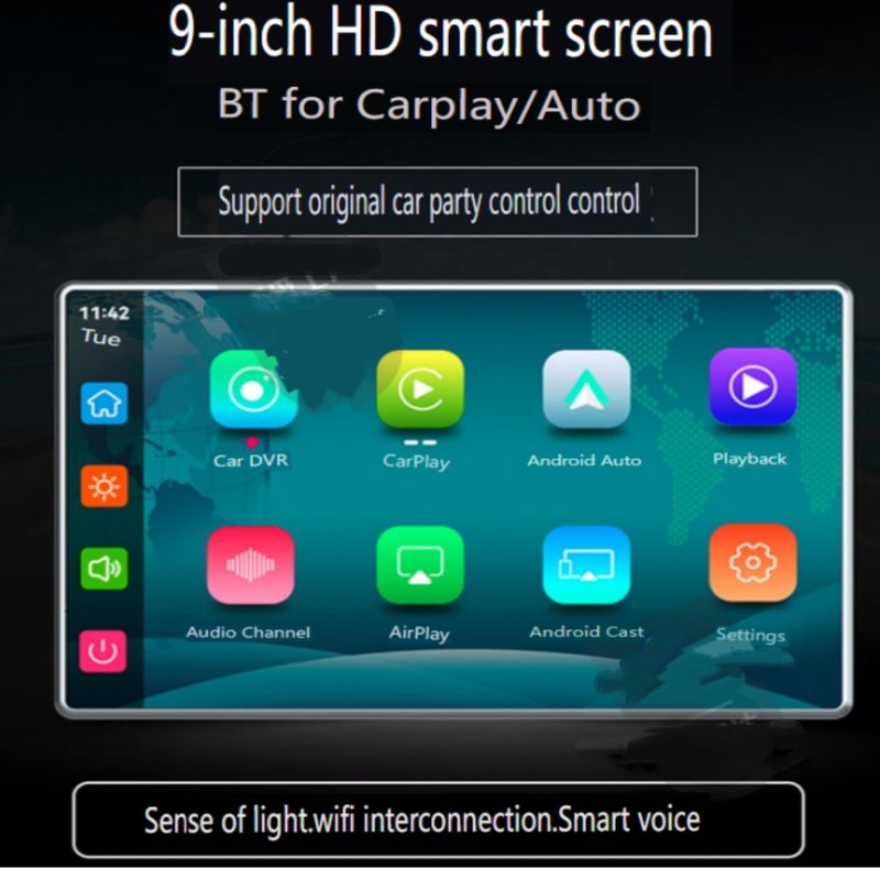 9" Wireless CarPlay Android Auto Display - 4K Dash Cam With 5G WiFi & Light Sensor_voghion.com