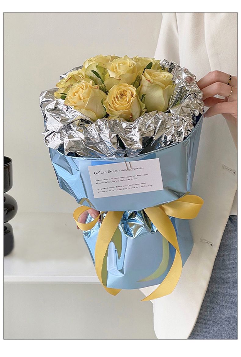Spiegelähnliches Blumenpapier mit Zellophan – wasserfestes Blumenstraußpapier für Hochzeiten und Geburtstage – perfekt für selbstgemachte Blumensträuße_voghion.com