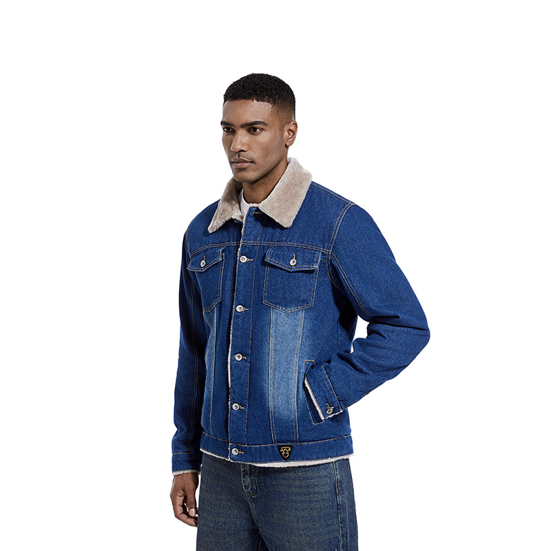 Giacca in denim da uomo, autunno inverno, foderata in pile, tendenza moda casual_voghion.com
