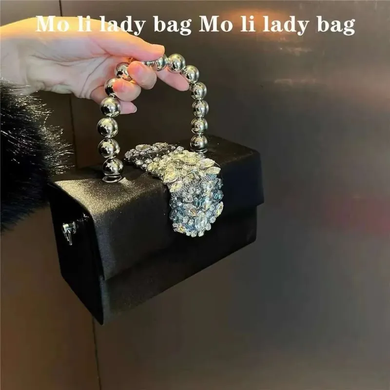 Borsa a mano da donna in raso, con cristalli quadrati e brillanti, con strass, da sera, per matrimonio, festa, pochette, borsa a tracolla_voghion.com