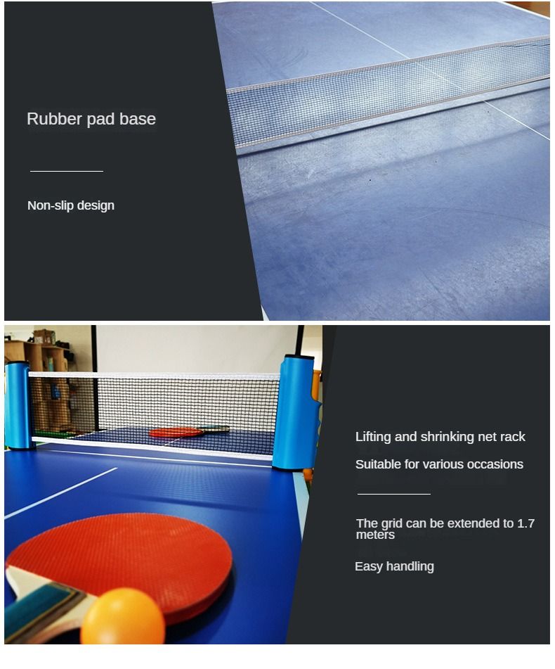 Stretchable Table Tennis Mesh Frame Color Box Set, Home Standard Portable Net Pillar Table Tennis Racquet Combination Set_voghion.com