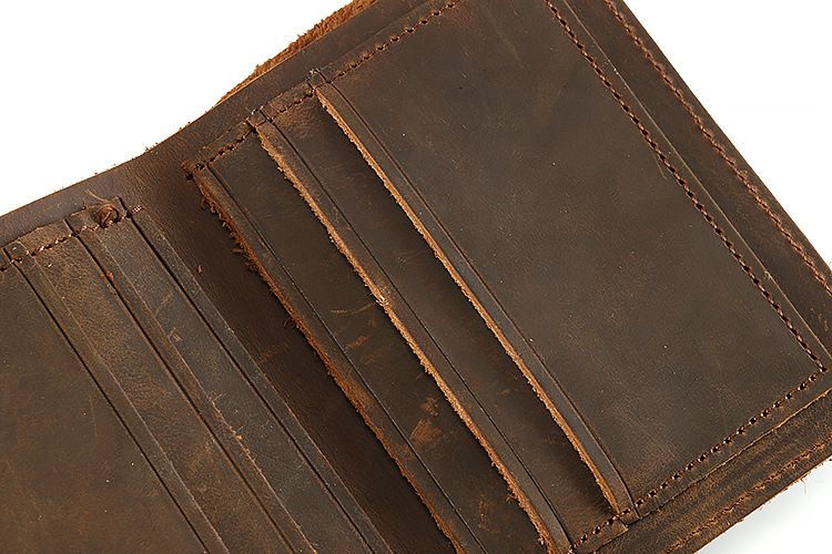 Crazy Horse Leather Men's Wallet Vertical Short Wallet Top Layer Cattle Leather Simple Genuine Leather Wallet_voghion.com