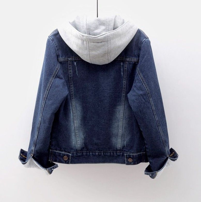 Koreanischen Stil Slim Fit Kurze Jeansjacke Damen Langarm Kapuzenmantel Frühling Herbst Neuankömmling Student Top Modisch Casual_voghion.com