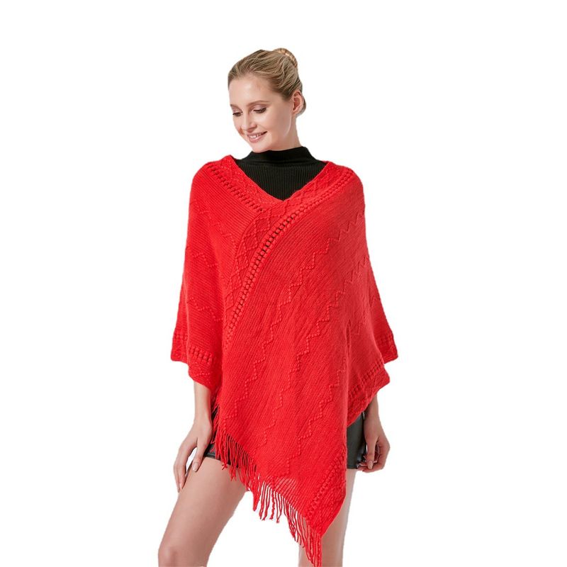 2023 loose tassel cape shawl pullover autumn/winter knitted jacket bat sweater for women_voghion.com