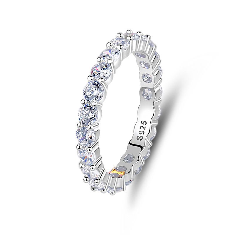Anello da donna in argento puro ad alto tenore di carbonio, con fascia piena di diamanti impilabili, anello di alta qualità con cuori e otto frecce in zircone per donna_voghion.com