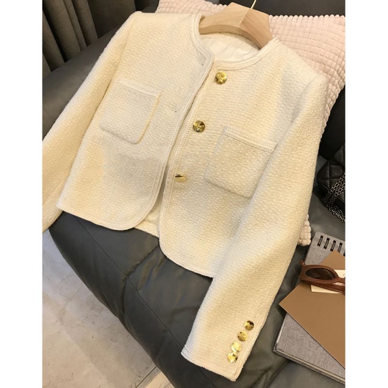 Giacca nera classica in stile 2025, nuovo top corto in tweed da donna, inizio primavera_voghion.com