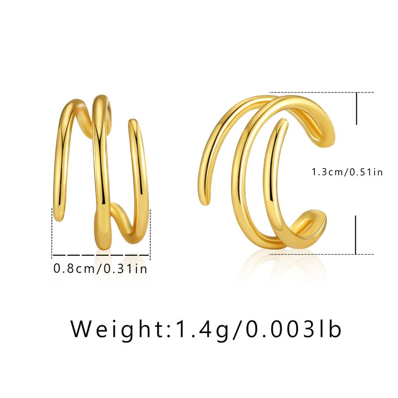 Clip per orecchio in metallo retrò francese per orecchie non forate, placcata in rame con vero oro K, clip per orecchio a forma di C semplice, compatta e di alta qualità_voghion.com