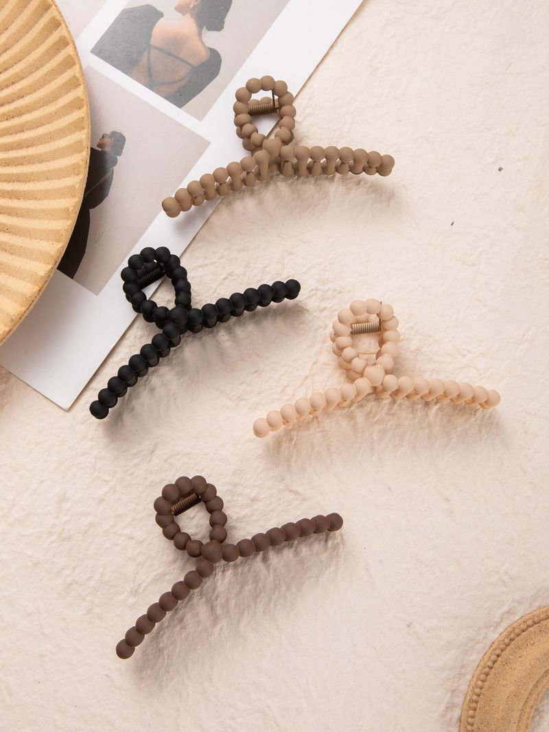 Autumn/Winter Brown Cross Pearl Claw Clip - Simple Large Back-of-Head Updo Clip - Premium Shark Clip_voghion.com