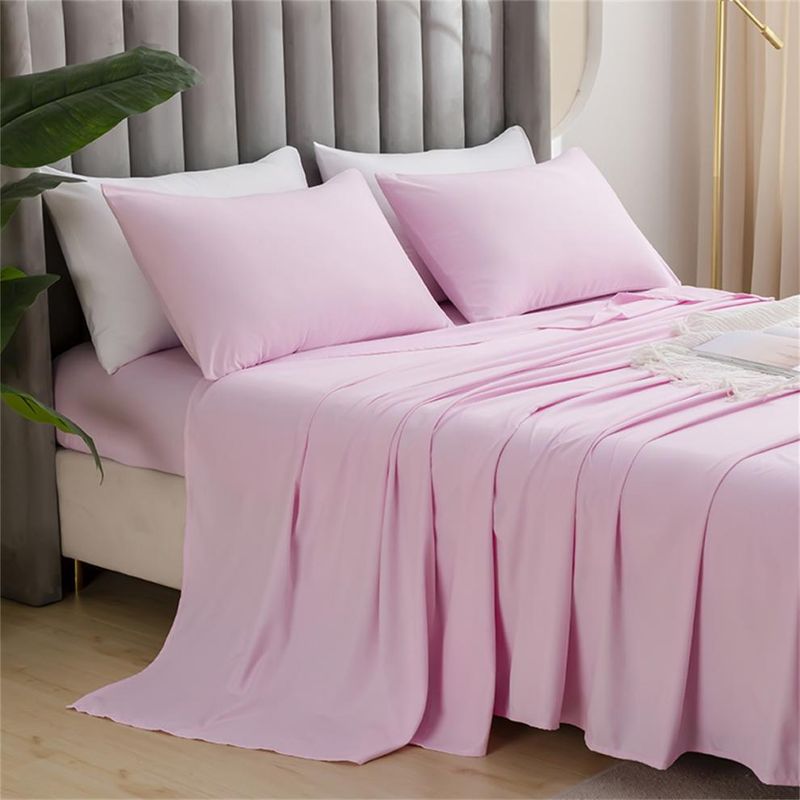 Set di lenzuola di lusso in tinta unita - 3 pezzi, lenzuolo con angoli 100% cotone, lenzuolo piano e federa. Biancheria da letto di qualità alberghiera per letto matrimoniale._voghion.com
