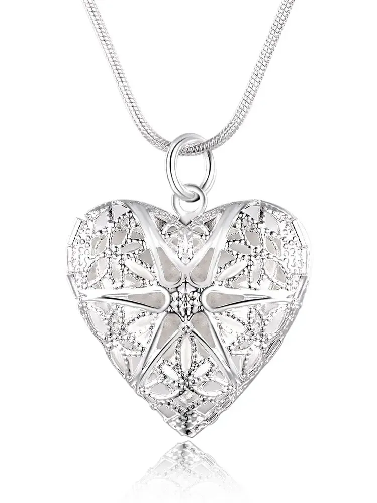 Collar con colgante de marco de fotos de plata de ley, cadena de serpiente de 45,7 cm, 50,8 cm y 60,9 cm, para mujer, joyería de moda para bodas, novedad de 2025._voghion.com