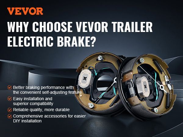 VEVOR Electric Trailer Brake Assembly, 10" X 2.25", 1 Pair Self-Adjusting Electric Brakes Kit For 3500 Lbs Axle, 4-Hole Mounting, Backing Plates For Brake System Part Replacement (1 Right + 1 Left)_voghion.com