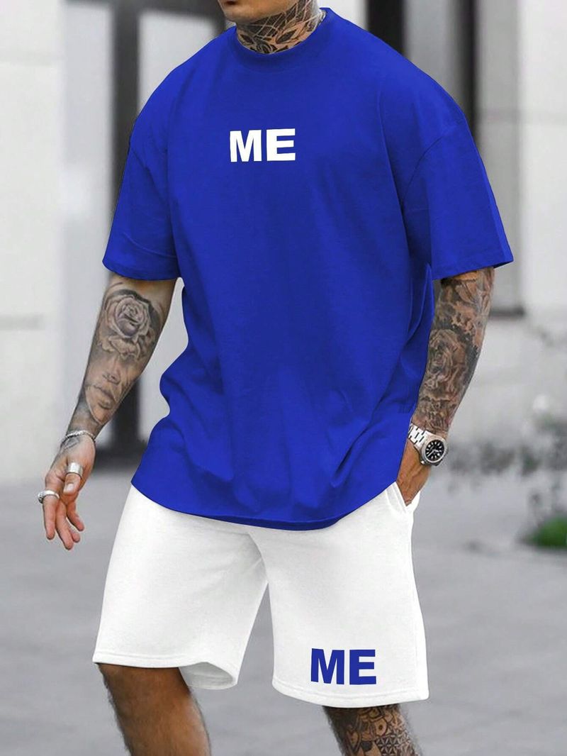 Men's Clothing Summer New Simple Sports Casual Suit Men's Short Sleeved T Shirt With Shorts With Small Icon ME2 MA1_voghion.com
