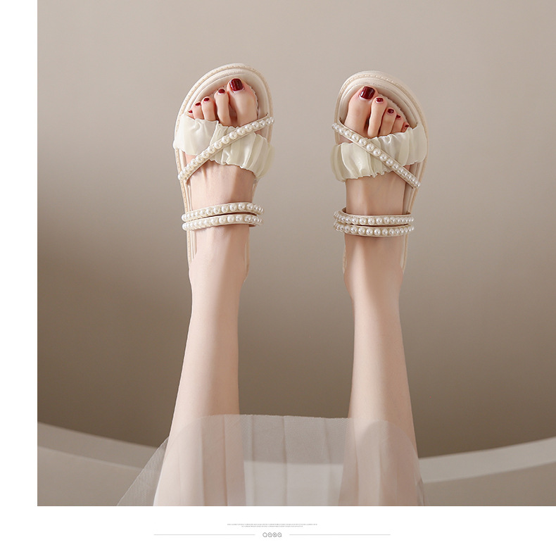 Simple Fashion Hundred With Pearl Thick Bottom Sandals And Slippers Women Summer New Roman Beach S Shoes Trend_voghion.com