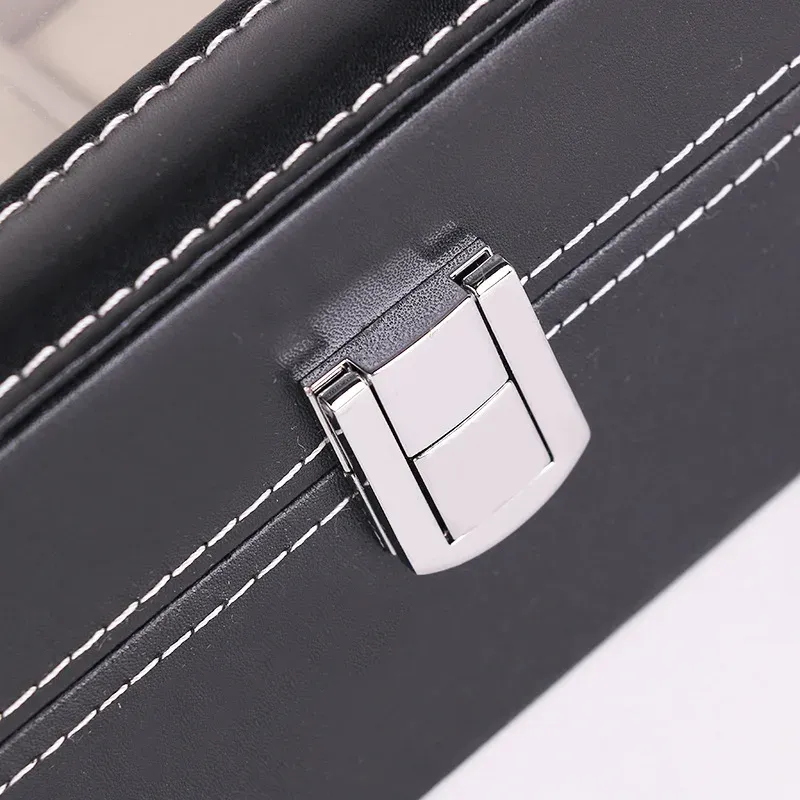 Hot Rea PU Läder Display Förvaring Collection Organizer Klocklåda För Män Klocka Vitrine Med Glas Top Watch Förvaringslåda_voghion.com