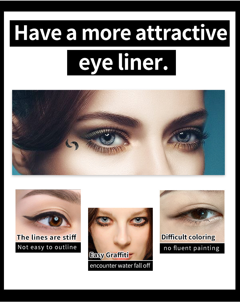 QIC Qini sigillo decorativo con motivo a colori impermeabile, asciugatura rapida, eyeliner a doppia testa senza sbavature_voghion.com