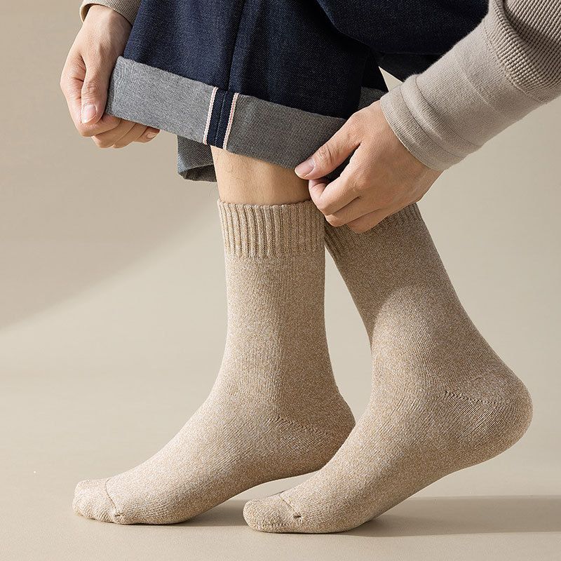 Winter dikke handdoek sokken heren dikke badstof sokken casual diamant midden sokken katoenen sokken heren warme sokken wollen sokken_voghion.com