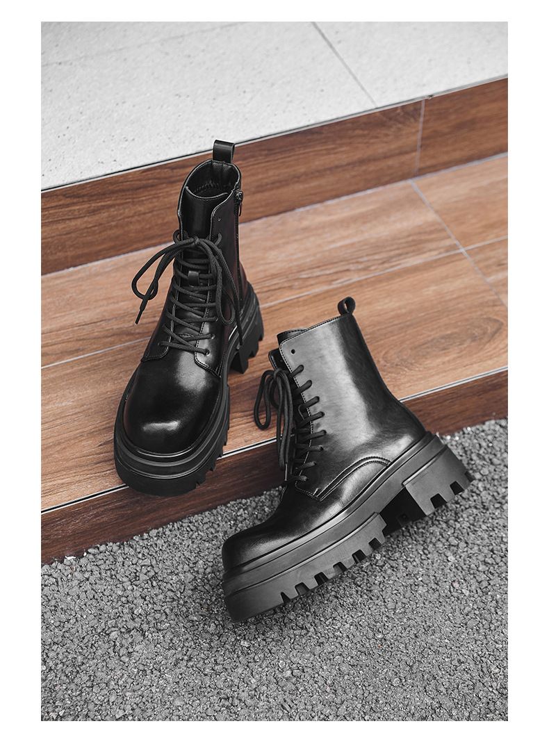 Retro Dickbesohlte Erhöhung Werkzeug Outdoor Wandern Schnürstiefel Martin Herren_voghion.com