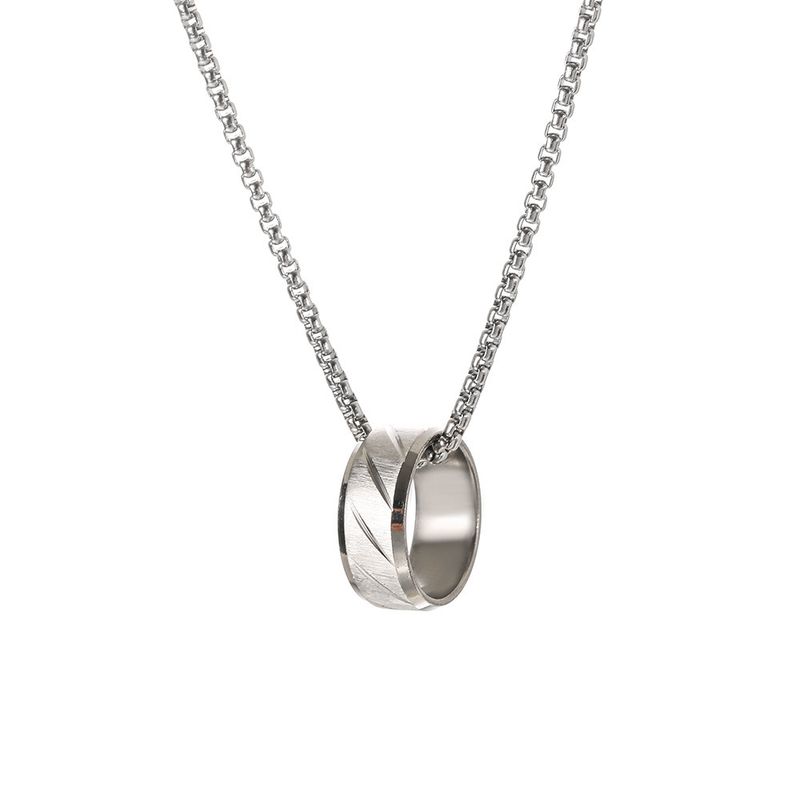 Collana con ciondolo ad anello in acciaio inossidabile, alla moda, da uomo, con croce, a catena cubana, stile hip hop, accessori_voghion.com