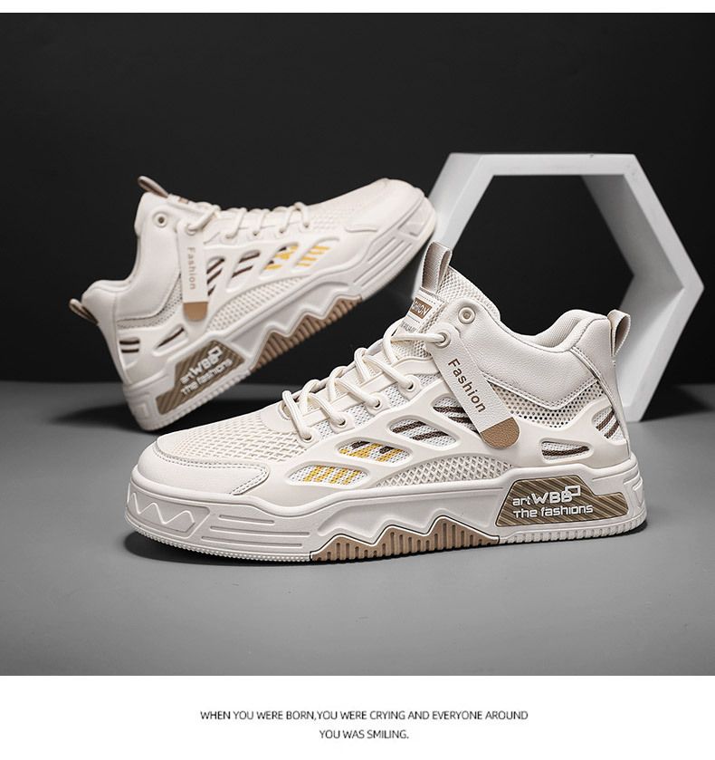 Zapatos Air Force One para hombre, zapatillas de deporte de caña alta de marca de moda popular, nuevo estilo de primavera, zapatos deportivos casuales transpirables de malla, zapatos blancos_voghion.com