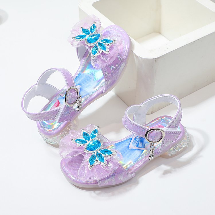 Scarpe da principessa 2024 Estate Nuova cintura a una linea Tacco basso Moda per bambini Sandali con punta aperta per ragazze con suola morbida_voghion.com