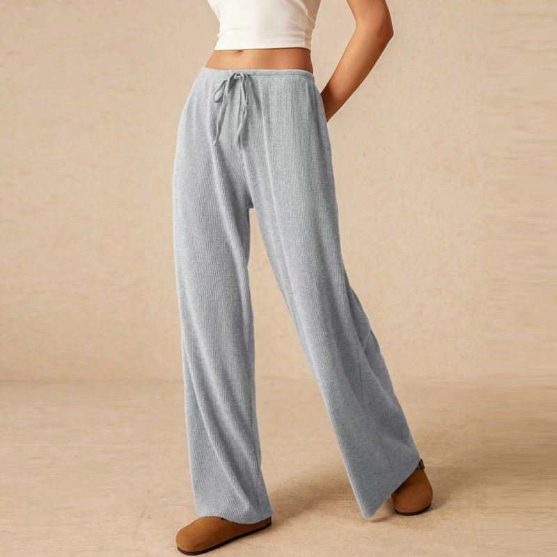 Damenhose mit hoher Taille, schlankmachender, einfarbiger, bodenlanger, weit geschnittener Hose, sonnenbeständig, atmungsaktiv, für viele Anlässe_voghion.com