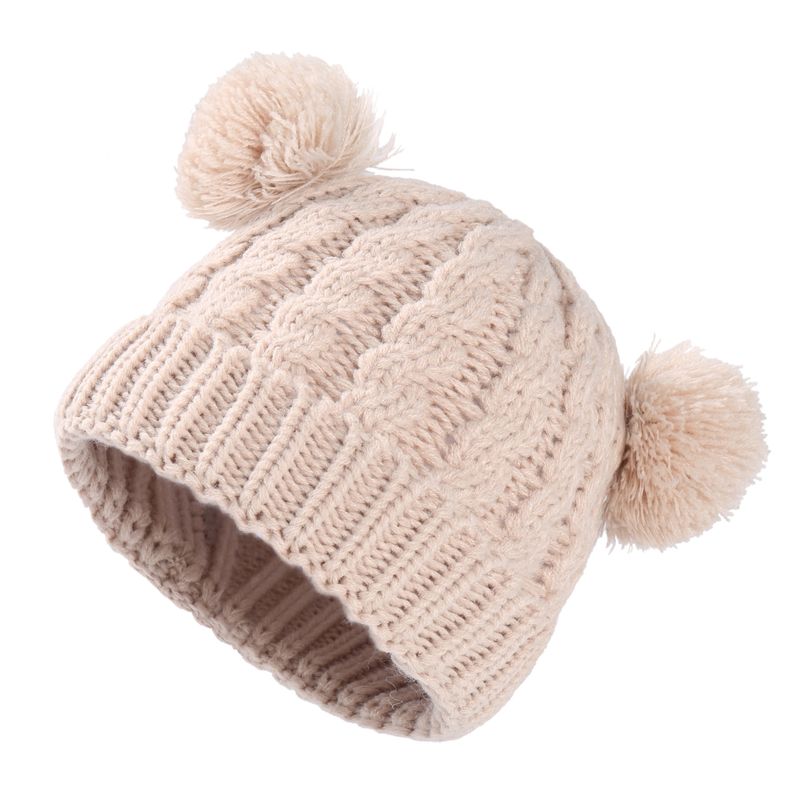 Hot Sale Hierscht Wanter Puppelchen Hutt fir Meedercher Beanie Bonnet Kanner Séiss Pompomen Strickmützen Solid Neigebueren Accessoiren Wärmer Saachen_voghion.com