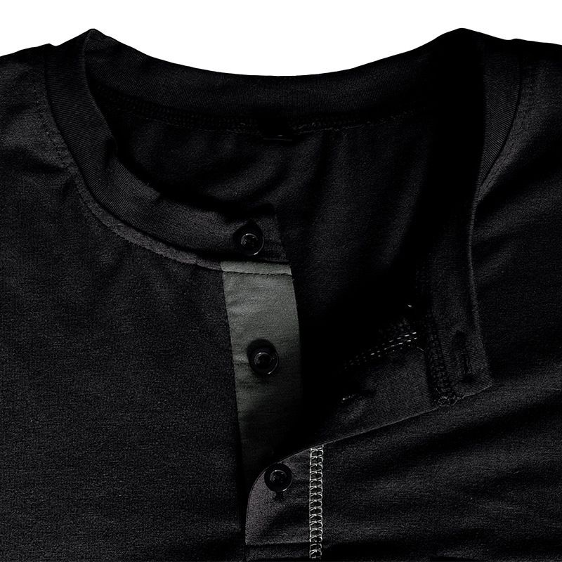 Maglietta da uomo a maniche lunghe Henry Shirt Color Block Knit Tee da uomo_voghion.com