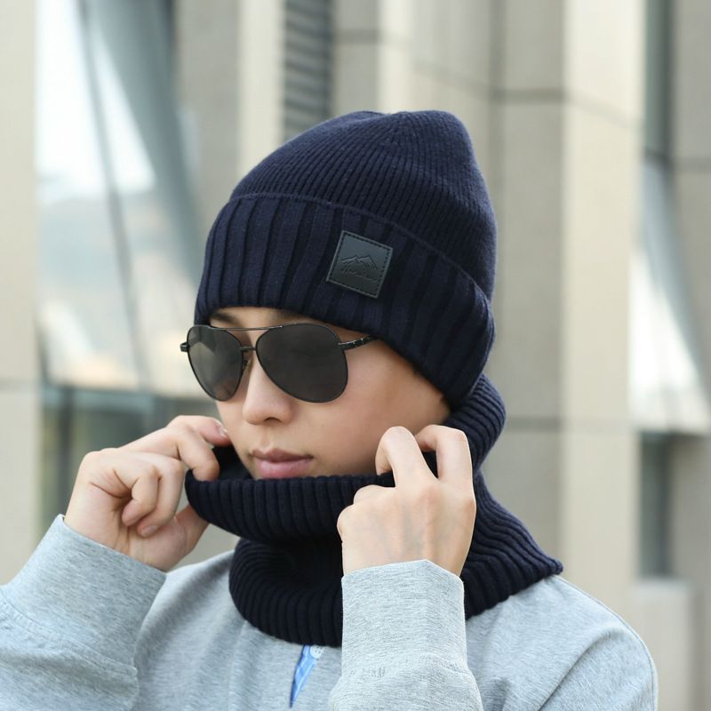 Ski-Winter-Kälteschutz, warm, Kerngarn, gestrickte Wolle, Herren und Damen, plus Samt-Gehörschutz, winddichter Kopfwickelhut_voghion.com
