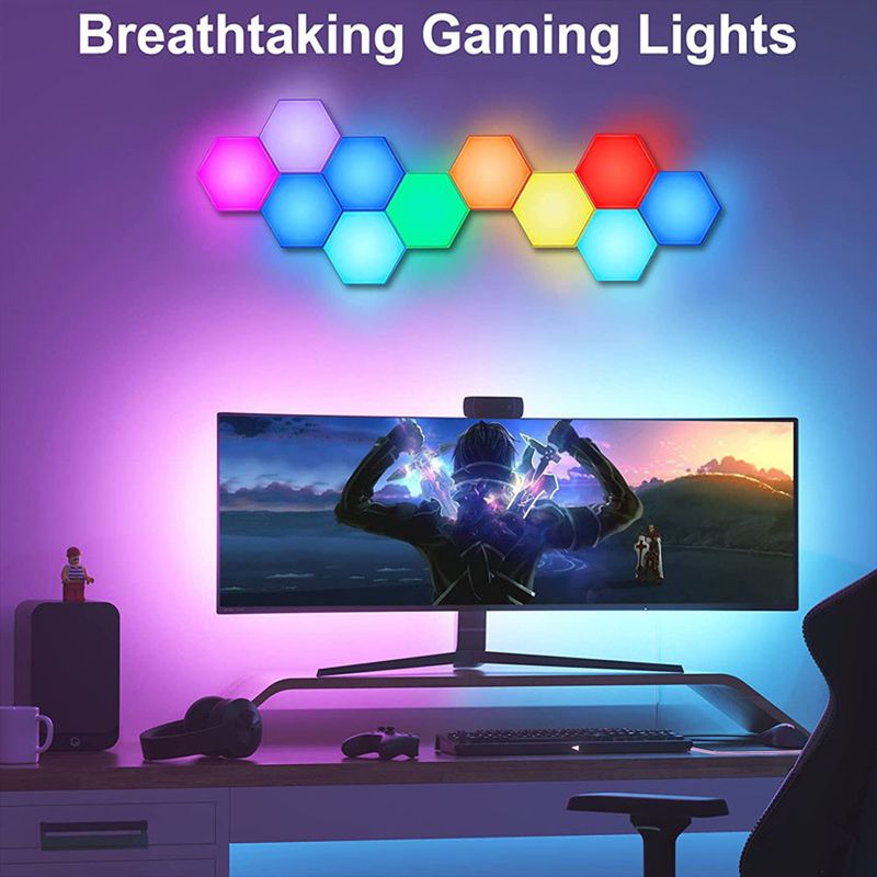 WIFI RGB Quantum Hexagon Night Light 5V USB DIY Game LED Wall Lamp For Home Decoration Atmosphere Lamps_voghion.com