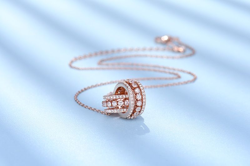 Interlocking Double Ring Necklace For Women Good Luck Crystal Element Clavicle Necklace Fashionable Live Broadcast_voghion.com