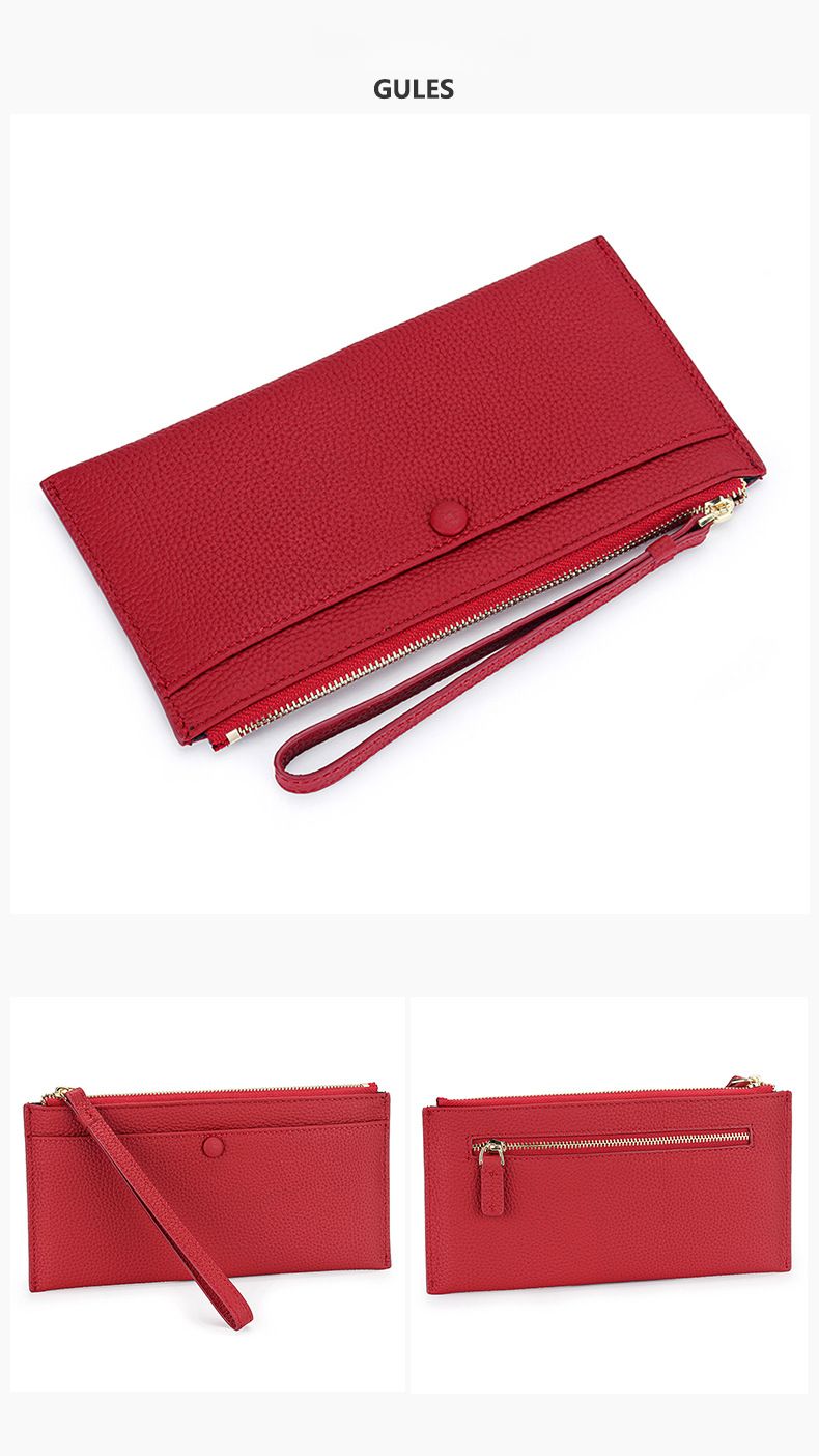 Leather Hand Wallet, Women's 2025 Autumn And Winter New Ultra-thin Zipper Mobile Phone Bag, Large Capacity And Light Wrist Wallet_voghion.com