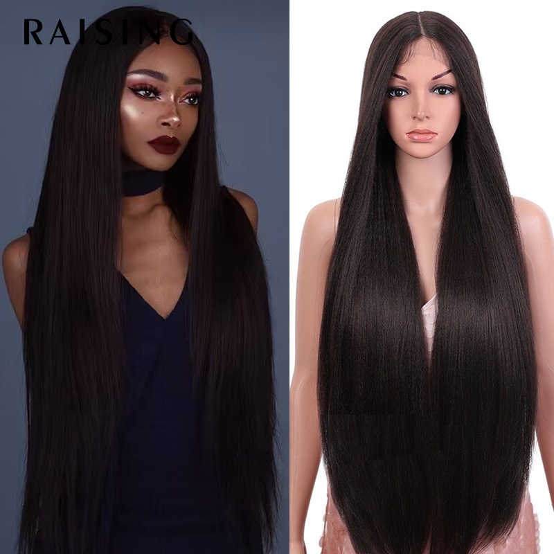 Front lace wig Rebecca wig female wavy long straight hair chemical fiber headgear explosive wig headgear wig_voghion.com