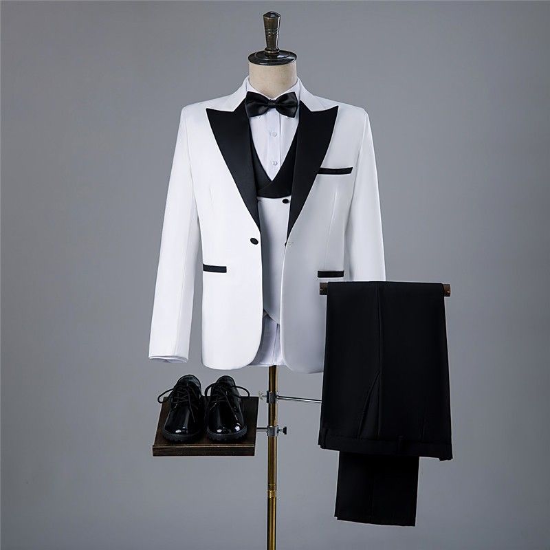 Fotostudio Fotografie Herren Hochzeitskleid Kostüm Bühnenmoderator Britischer Stil Dreiteiliger Anzug_voghion.com