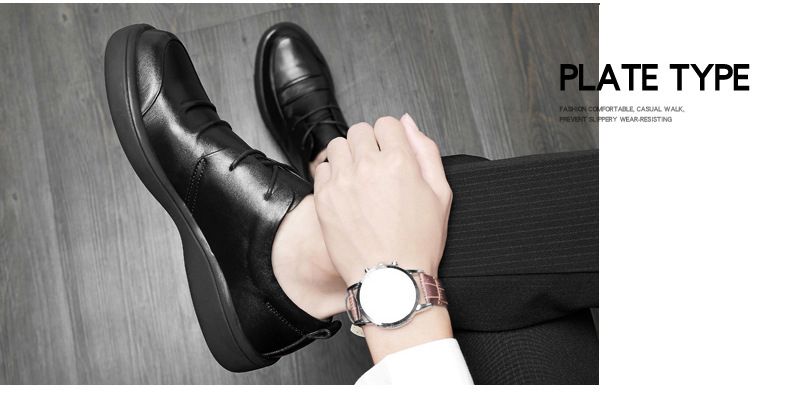 Elegante Herren-Lederschuhe mit Obermaterial und Faltenwurf, runde Schnürschuhe, Gummisohle_voghion.com