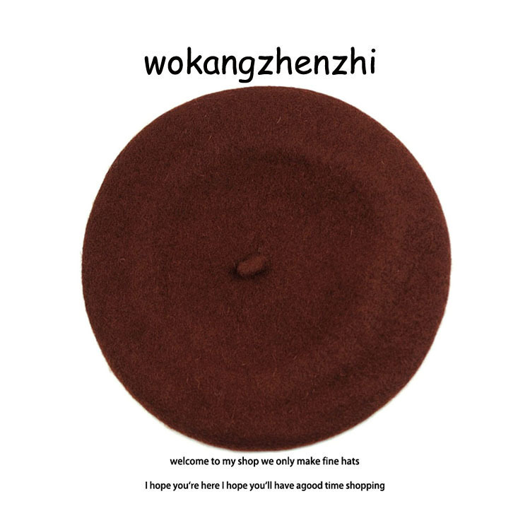 Wełniany beret damski Ishihara Satomi beret w tym samym stylu jesienno-zimowy wełniany beret retro niebieska czapka malarza_voghion.com