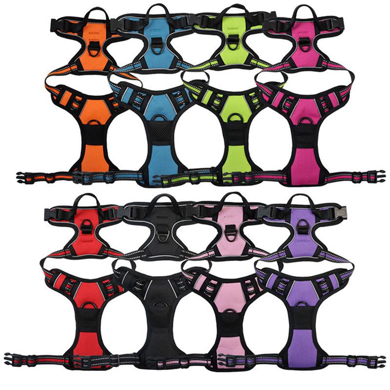 Pet Double Layer Explosion-Proof Dog Leash Buckle Collar Reflective Vest Harness_voghion.com