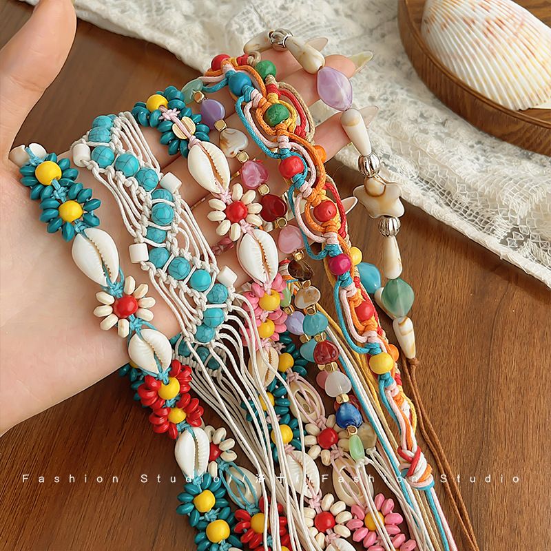 Handgewebte Kette im Boho-Stil für Damen, Gürtel im Ethno-Stil, exklusives Accessoire für die Taille_voghion.com