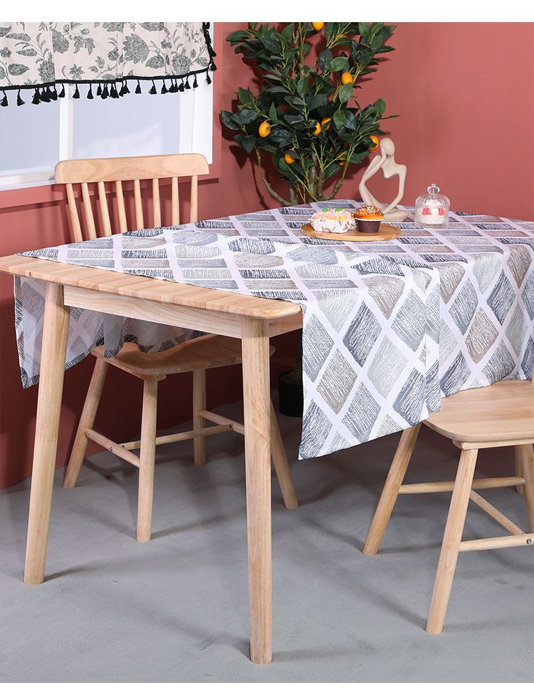 Nappe en polyester – Lavable et infroissable, carrée, pour tables basses et de salle à manger (motif géométrique hexagonal bleu, 100 % polyester)_voghion.com
