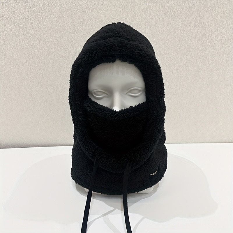 Maglione invernale da sci foderato in pile spesso con scaldacollo e maschera da donna, protezione per le orecchie, cappello antivento in cotone per_voghion.com