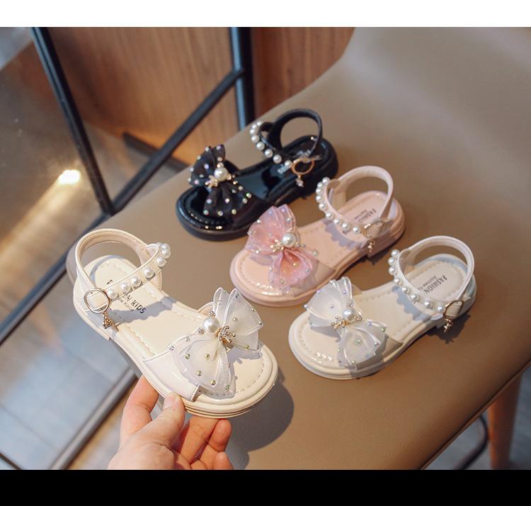 Sandales d'été à semelle souple pour filles, chaussures de princesse et à la mode, à bout ouvert, avec nœud, nouvelle collection_voghion.com