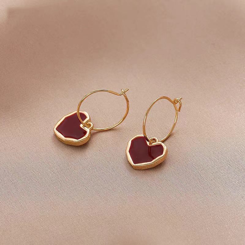 2025 neue Red Love Drip Ohrringe frauen Senior Design Einfache Und Vielseitige Ohrringe Frische_voghion.com